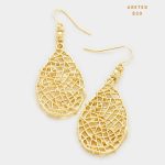 Aretes Dorados Gota Teardrop Malla