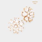 Aretes Topos de Flor Dorado con Cristales Clear Transparentes