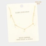 Collar Cadenita Bañada en Oro con 5 Zircones