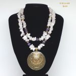Collar de 2 Layers Cuarzo Rosa y Dije Bañado en Oro