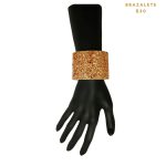 Brazalete Cuff Dorado con Escarcha Brillo Evento Fiesta