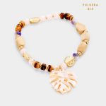 Pulsera Beads y Dije Hoja en Resina