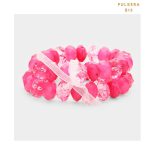 Pulsera Juego de 2 Beads Rosado Fucsia