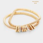 Pulseras Juego de 2 Doradas Mech con Dijes Varios