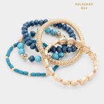 Pulseras Juego de Beads Dorado con Azul