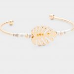 Pulsera Hoja Medio Dorado con detalles en Plateado